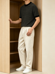 Men's Striped Crew Neck Short Sleeve T-Shirt, Casual Loose Fit Fashion Summer Top for Men