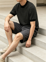 Men's Striped Crew Neck Short Sleeve T-Shirt, Casual Loose Fit Fashion Summer Top for Men