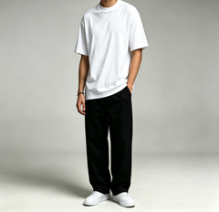 Unisex Solid Crew Neck Short Sleeve T-Shirt, Loose Drop Shoulder Plain Basic Tee, Casual Summer Blank Top
