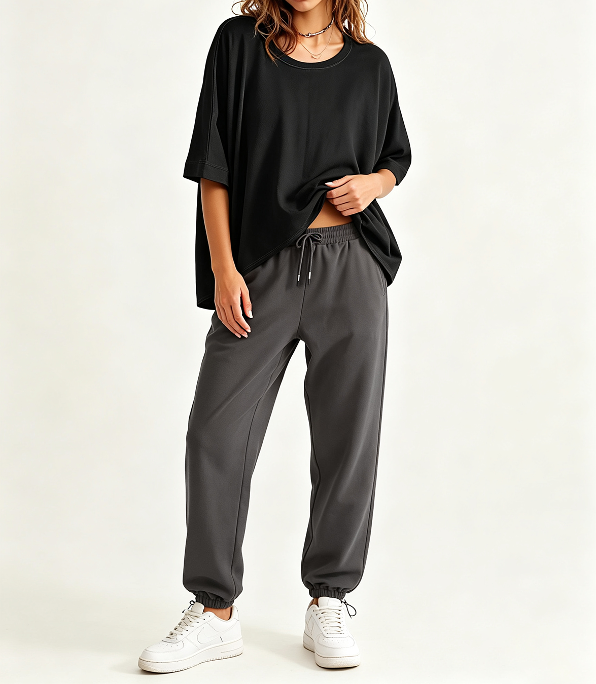 Women's Oversized Loose Short Sleeve T-Shirt, Crew Neck Solid Color Casual Cropped Summer Basic Tee Top